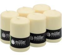 Müller Kerzen - Lot De 6 Bougies Piliers Ivoire - Ø 68 X 110 Mm - 35 Heures Longue Durée - Cire Non Parfumées, Ne Coulent Pas, Sans Fumée - Bougie Deco Pour La Maison, Mariage - Qualité Ral