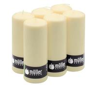 Müller Bougies Piliers - 68 x 180 mm - Ivoire - 6 Pièces - Combustion : 60 Heures - Sans Parfum, Anti-gouttes, Sans Odeur - RAL