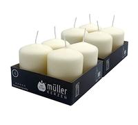 Müller Kerzen - Lot de 8 Bougies Piliers Ivoire - Ø 48 x 62 mm - 10 Heures Longue Durée - Cire Non Parfumées, Ne Coulent Pas, Sans Fumée - Bougie Deco Pour la Maison, Mariage - Qualité RAL