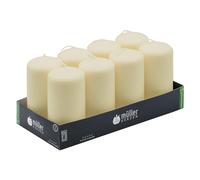 Müller Kerzen Lot de 8 bougies cylindriques, couleur ivoire, dim. 120 x 57 mm, longue durée de 32 heures, cire anti-goutte, inodore, qualité RAL