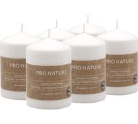 Müller Kerzen PRO NATURE Bougies cylindriques 6 pièces - Blanc Stéarine Ø 6,8 x 10 cm - Sans paraffine ni huile de palme - Non parfumé - Qualité RAL