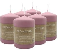 Müller Kerzen PRO NATURE Stumpenkerzen Lila (lot de 6) - 20h de combustion - Stearin Säulen ohne Duft - qualité RAL