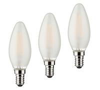 Müller-Licht 400292 Set A + + Ensemble de 3 Rétro Forme de bougie LED équivalent 40 W, verre, 4 W, E14, argent, 3,5 x 3,5 x 10 cm