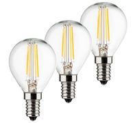 Müller-Licht 400293 Set A + +, set de 3 W LED Forme de goutte remplace 40 W Rétro, verre, 4 W, E14, argent, 4,5 x 4,5 x 8 cm