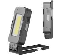 Müller-Licht Lampe de travail LED mobile, design robuste avec batterie pour le chargement, différents niveaux de luminosité, multifonction avec lumière avant, lampe de poche avec support, aimant et
