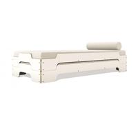 Müller Möbelwerkstätten Couchette empilable Classique - 100 x 200 cm - CPL blanc avec bord en contreplaqué de bouleau