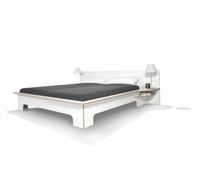 Müller Möbelwerkstätten Lit double Plane - CPL blanc avec bord en contreplaqué de bouleau - sans coffre de lit - 160 x 200