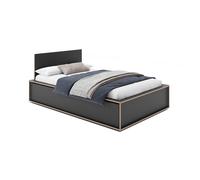 Müller Möbelwerkstätten Lit une personne avec tête de lit haute Spaze 140x200cm noir LxlxH 216x156x41,5cm/avec quatre tiroirs