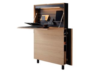 Müller Möbelwerkstätten Secrétaire Flatmate - décor en chêne - technologie LED avec prise électrique et prise USB