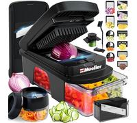 Mueller ULTIMATE Hachoir à légumes à 12 lames, Trancheuse Mandoline et Spiraliseur, Coupe-légumes, Râpe, Essentiels et Accessoires de Cuisine, Noir