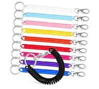MUELODSIC 10 pièces Lot de Porte Clés Ressorts Hélicoïdaux Extensibles Cordon de Poignet Porte Clés Rétractable Lanière Polyvalente et Durable