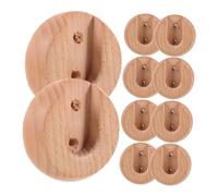 MUELODSIC 10 pièces Support Tringle Penderie Bois Hêtre Lot de Supports à Perçage pour Barre Extensible Fixation Solide pour Dressing et Rideaux Base Élégante pour Penderie et Salle de Bain