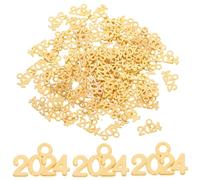 MUELODSIC 100 Pendentifs En De Zinc 2024 Chiffres Dorés Pour Bijoux DIY Breloques Pour Bracelets Et Colliers Accessoires Création Artisanale Année Nouvelle 2024