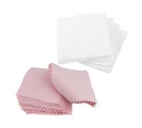MUELODSIC 100 pièces Lot de Chiffons de Polissage pour Bijoux Petits Tablettes Montres Nettoyage Or Argent Rose et Blanc Réutilisables et Anti-rayures