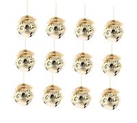 MUELODSIC 12 Pièces Cloches de Noël Suspendues Doré Décorations pour Sapin et Vitrines Ornements Festifs pour Maison et Commerces Styles Variés