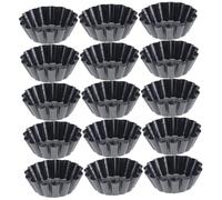 MUELODSIC 15 pièces Moule à Tartelettes Antiadhésif Acier Épais Moules Multifonctions pour Cupcakes Puddings et Pâtisseries Facile à Nettoyer et Résistant Déformation pour Desserts et