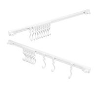 MUELODSIC 2 ensembles Rack Mural Coulissant avec Crochets Adhésifs Support de Rangement Cuisine sans Perçage Crochet Mural Pratique et Stable pour Optimiser
