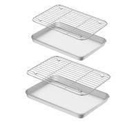 MUELODSIC 2 ensembles Set de Plaques de Cuisson et Acier Inoxydable Plaques de Cuisson avec Surface Graisse pour Pâtisserie et Dimensions et Adapté Usage Domestique