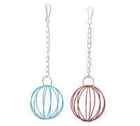 MUELODSIC 2 pièces Boules de Nourriture Suspendues pour Lapins et Petits Animaux Balles Fer Durables pour Cage Exercice et Distributeur de Foin Lot de Rouge Bleu