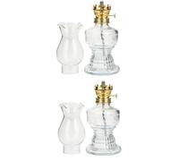 MUELODSIC 2 Pièces Lampe à Pétrole Vintage en Verre Transparent 120ml avec Régulateur de Flamme et Facile à Nettoyer, Lanterne Tempête Décorative pour Dîners aux Chandelles et Églises