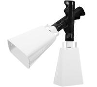 MUELODSIC 2 pièces Lot de Cloches de Vache à Poignée Blanches Bruiteurs à Percussion pour Événements Sportifs Fêtes Football et Rassemblements