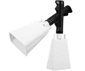 MUELODSIC 2 pièces Lot de Cloches de Vache à Poignée Blanches Bruiteurs à Percussion pour Événements Sportifs Fêtes Football et Rassemblements