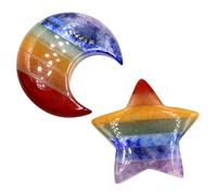 MUELODSIC 2 pièces Ornements Décoratifs Pierre Lune et Étoile Agate Cristal Colorée pour Décoration Maison et Noël