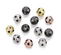 MUELODSIC 2 pièces Perles Espaceuses Football Cuivre Doré Rose avec Zircon Lot de Pendentifs pour Bijoux DIY Accessoires Artisanat Créatif Mini pour Colliers Bracelets