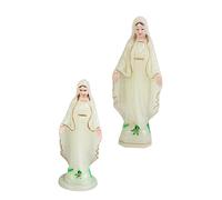 MUELODSIC 2 pièces Statue Vierge Lumineuse Plastique et Décoration Religieuse pour Église et Maison Ornement et Pratique