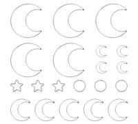 MUELODSIC 20 pièces Kit de Anneaux Métal pour Attrape-rêves Macramé Cercles Lune et Étoile pour Décoration DIY Résistants et Antirouille pour Maison Mariage et Fêtes