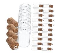 MUELODSIC 24 pièces Lot de Mini Fioles Verre avec Bouchon Liège Petites Bouteilles à Souhaits Étanches Bocaux Verre Transparent pour DIY et Messages Secrets