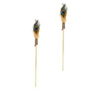 MUELODSIC 2pièces Baguettes à Plumes Colorées Jouets Interactifs pour Chat Baguettes De Jeu Intérieures Bois Naturel pour Renforcer Lien Et Réduire Morsures