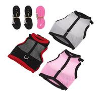 MUELODSIC 3 Ensembles Harnais pour Petit Animal avec Laisse pour Hamster Lapin et Cochon Léger et Confortable Maille Respirante Assorties Rose Noir Gris