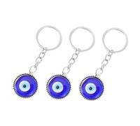 MUELODSIC 3 pièces Porte-clés Métal Bleu Œil Maléfique Alliage Léger Finition Soignée Bijou Suspendu Charme Protection Quotidien