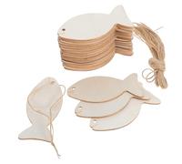 MUELODSIC 32 Pièces Décorations Poisson à Décorer DIY Artisanat Naturel Formes à Peindre pour Cadeaux et Ornements Pêcheur