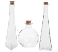 MUELODSIC 3pièces Bouteilles Transparent avec Liège pour Cérémonie De Sable De Mariage Pots Décoratifs pour Souvenirs Et Arts pour Enterrement De Vie De Jeune Fille Et Stockage