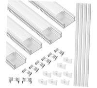 MUELODSIC 4 Ensembles LED Aluminum Profile U Shape Strip Channel With Clips And End Caps Each Protective Housing For LED Strip Lights Anodized Alloy For Home And Garden Lighting