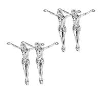 MUELODSIC 4 Pièces Accessoires pour Fabrication de Croix 4 Pcs Alliage 5,4 CM Couleur Argenté Ancien Figurines Jésus Matériaux Loisirs Créatifs Décoration Religieuse Soi-Même