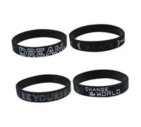 MUELODSIC 4 pièces Bracelet Silicone Motivation avec Messages Inspirants Rêve Sois Toi-même Transforme le Monde Incarne le Changement Extensible et Confortable pour Adultes et Adolescents