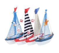 MUELODSIC 4 Pièces Ornements Mini Voilier Style Méditerranéen Décoration Nautique Intérieure Bord de Mer pour Maison et Fête
