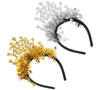 MUELODSIC 4 pièces Serre-tête Nouvel An Doré et Argenté Accessoires de Fête Lumineux pour Femmes Bandeaux Étoiles Festifs pour Photos et Célébrations Décoration Année Nouvel An