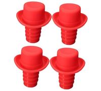 MUELODSIC 4 pièces Set de Bouchons de Bouteille Silicone Forme Chapeau Bouchons Étanches pour Vin et Bière Décoration de Fête Réutilisables et Durables Protection Air pour Festivals et