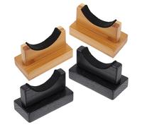 MUELODSIC 4 Pièces Support Batte Baseball en Bois Naturel, Lot de 4 Pièces Base en Bambou et Base Noire, Râtelier Stable Multifonction pour Rangement Chauves-Souris Baseball et Bâtons