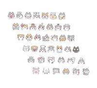 MUELODSIC 40 pièces Autocollants Chat Kawaii DIY pour Journal Stickers Décoratifs Colorés Motifs Originaux Vinyle pour Scrapbooking et Planner