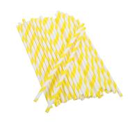 MUELODSIC 50 Pièces Bâtons Papier Rayés Jaune et Blanc pour Barbe à Papa Compatibles Machines Automatiques Sticks pour Mariages Anniversaires Usage Commercial