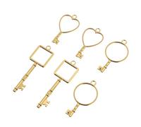 MUELODSIC 6pièces Pendentifs Encadrements Métal Creux Diy Pour Bijoux Résine Breloques Formes Clé Coeur Cercle Carré Accessoires Artisanaux Résine Résistants Pour Colliers Et Bracelets