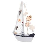 MUELODSIC 8 Pièces Modèle de Voilier Bois avec Coquillages et Filet Décoration Nautique Élégante pour Maison et Bureau Accessoire Photo Thème Océan Cadeau Unique pour Amateurs de Navigation