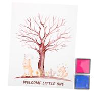 MUELODSIC Arbre à pour Gender Reveal Personnalisé Poster avec Encreurs Bleu et Dor Créatif pour Shower Naissance et Fête de