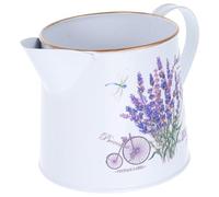 MUELODSIC Arrosoir Décoratif Vintage à Motif Floral 11x13 Cm en Fer Peint la Main, Vase à Fleurs Moderne Polyvalent pour Intérieur et Jardin, Pichet en Cuivre Lavande, Objet Décoratif Unique