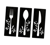 MUELODSIC Art Mural en Bois pour Salle à Manger la Cuisine - Ensemble Panneaux Fourchette Cuillère Couteau - Décoration Murale Rustique Restaurant Maison - Bois de Tilleul Présent Fête des Pères